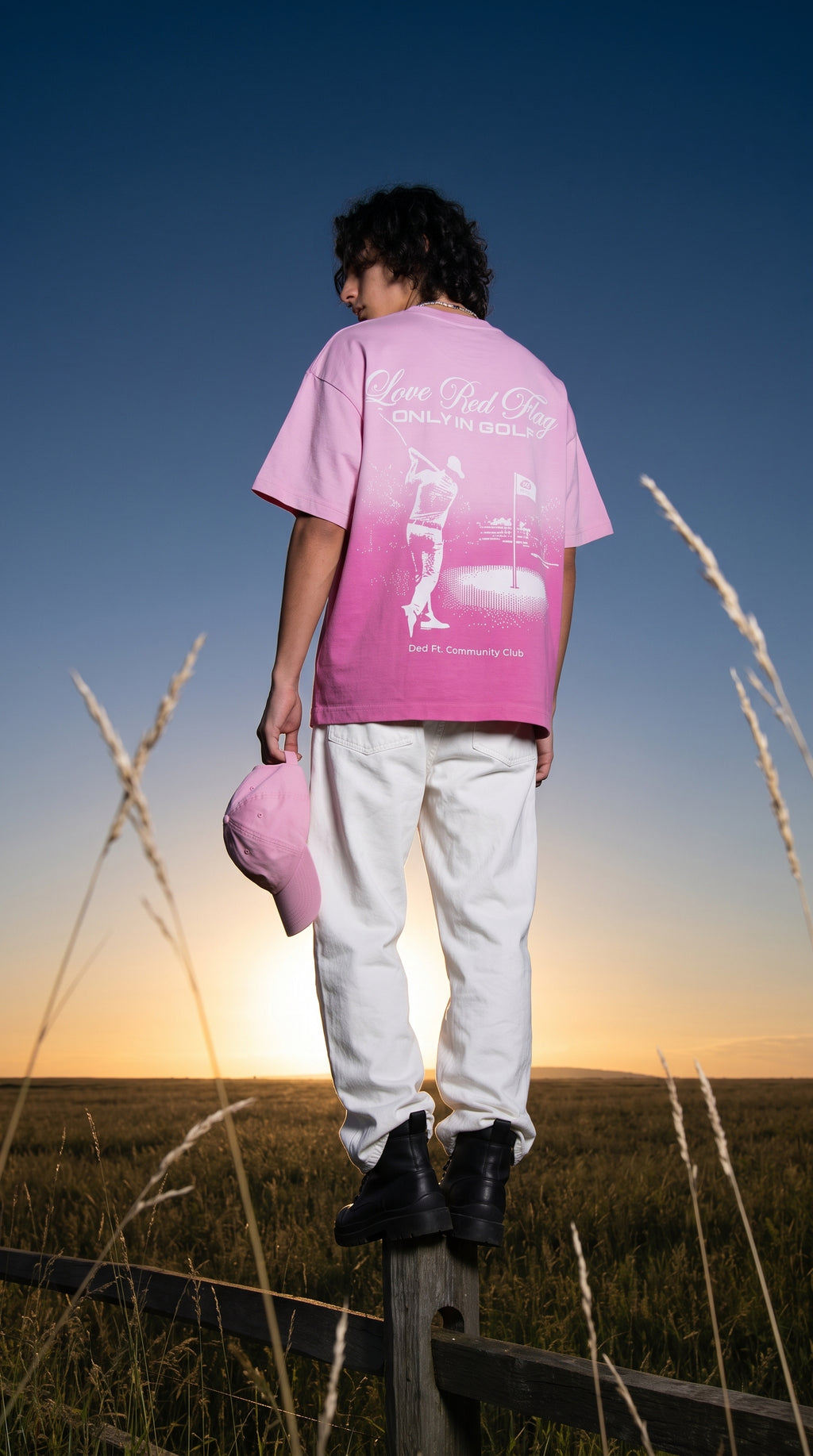 Love Red Flag Pink Ombre T shirt